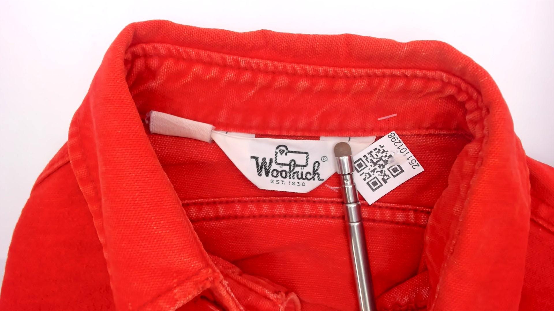 80s Woolrich Orange Button-Up Shirt Long Sleeve Collared Chest Pockets Medium