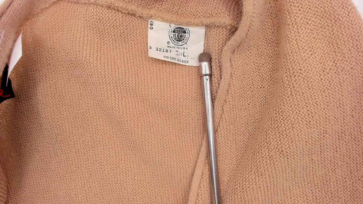 80s Robert Bruce Camel Cardigan V-Neck Button Front Tan Ribbed Large L