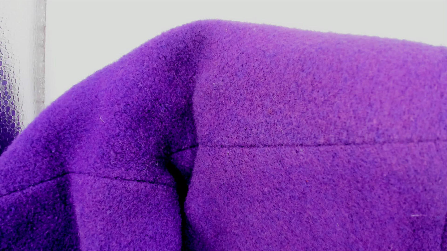 90s Spencer Douglas Colorblock Hooded Jacket Purple Cream Black Wool Blend Extra Large
