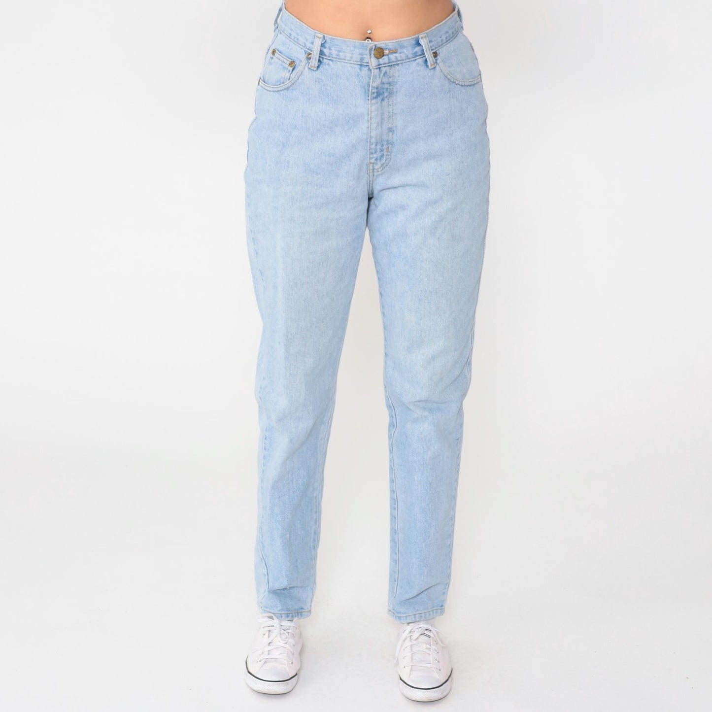 90s Light Blue High-Waisted Straight Leg Jeans Cotton Denim Medium