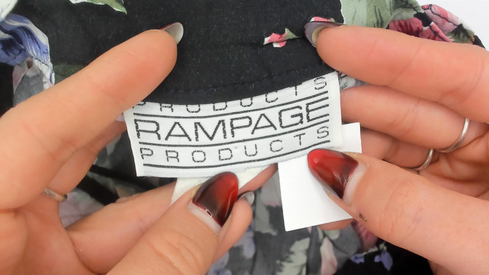 90s Rampage Floral Mini Skirt Black Pink Purple Orange Green Small S