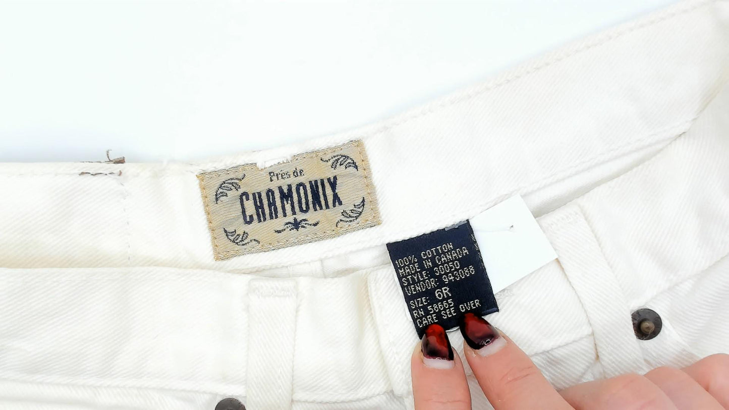 90s Chamonix White Denim Shorts High Waisted Button Fly Small S