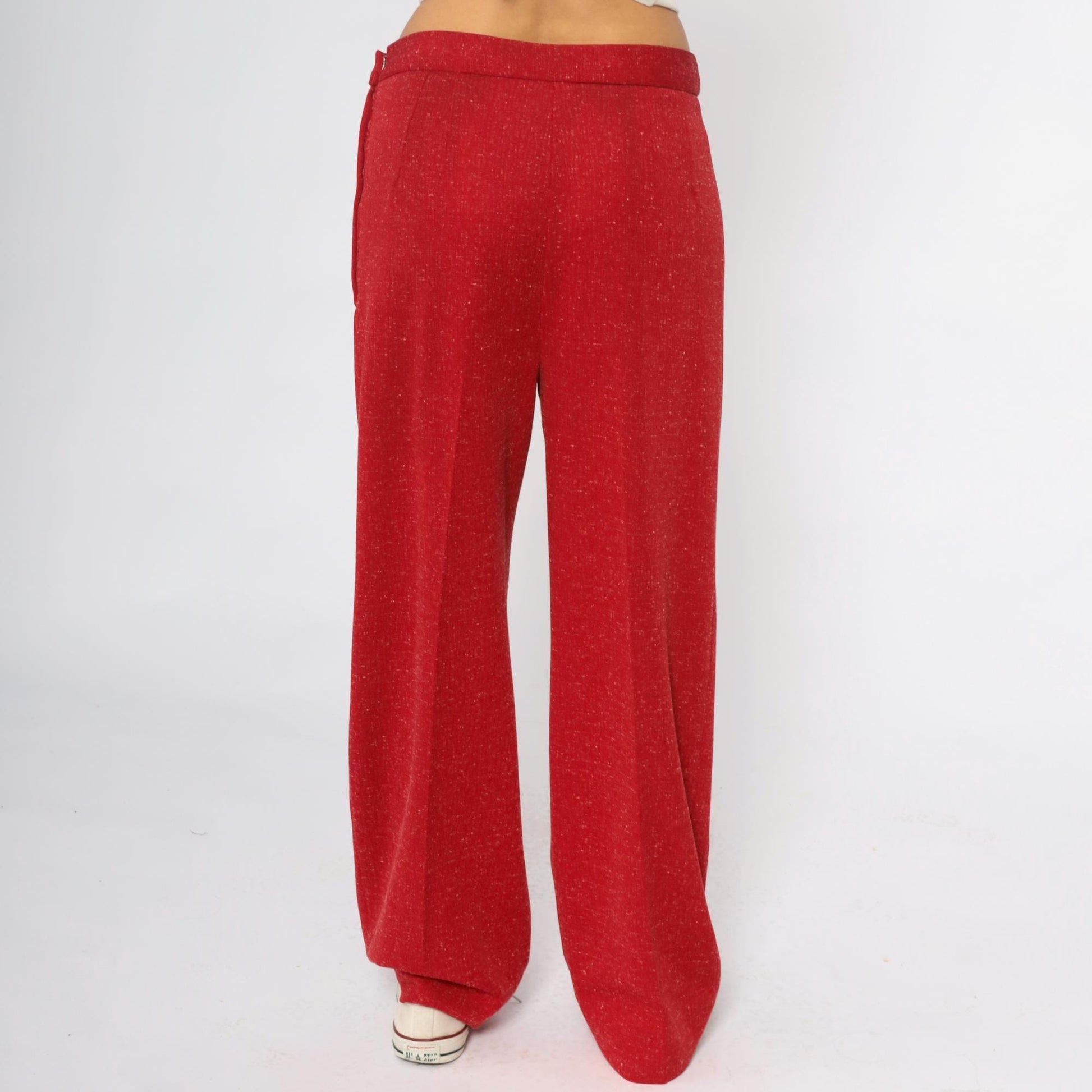 70s Burgundy Wide Leg Palazzo Pants High Waisted Flared Medium M