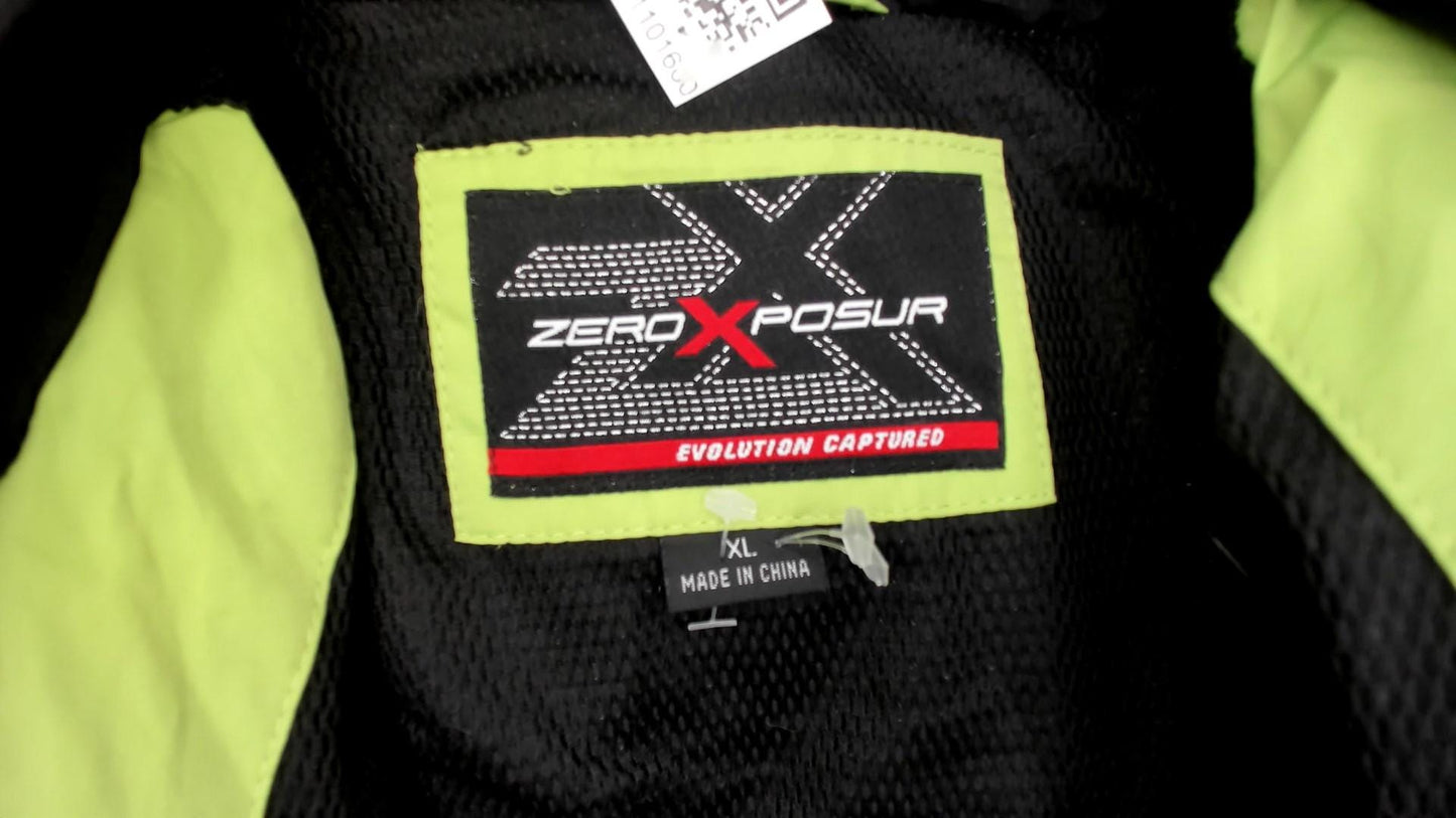 Y2K Zero Xposur Lime Green Colorblock Ski Jacket Hooded Puffer Extra Large