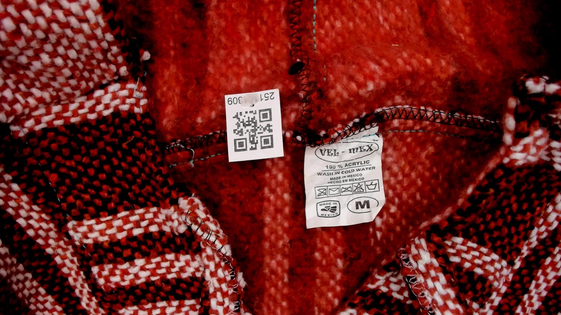 Y2K Baja Hoodie Brown Tan Striped Woven Pullover Kangaroo Pocket Medium M