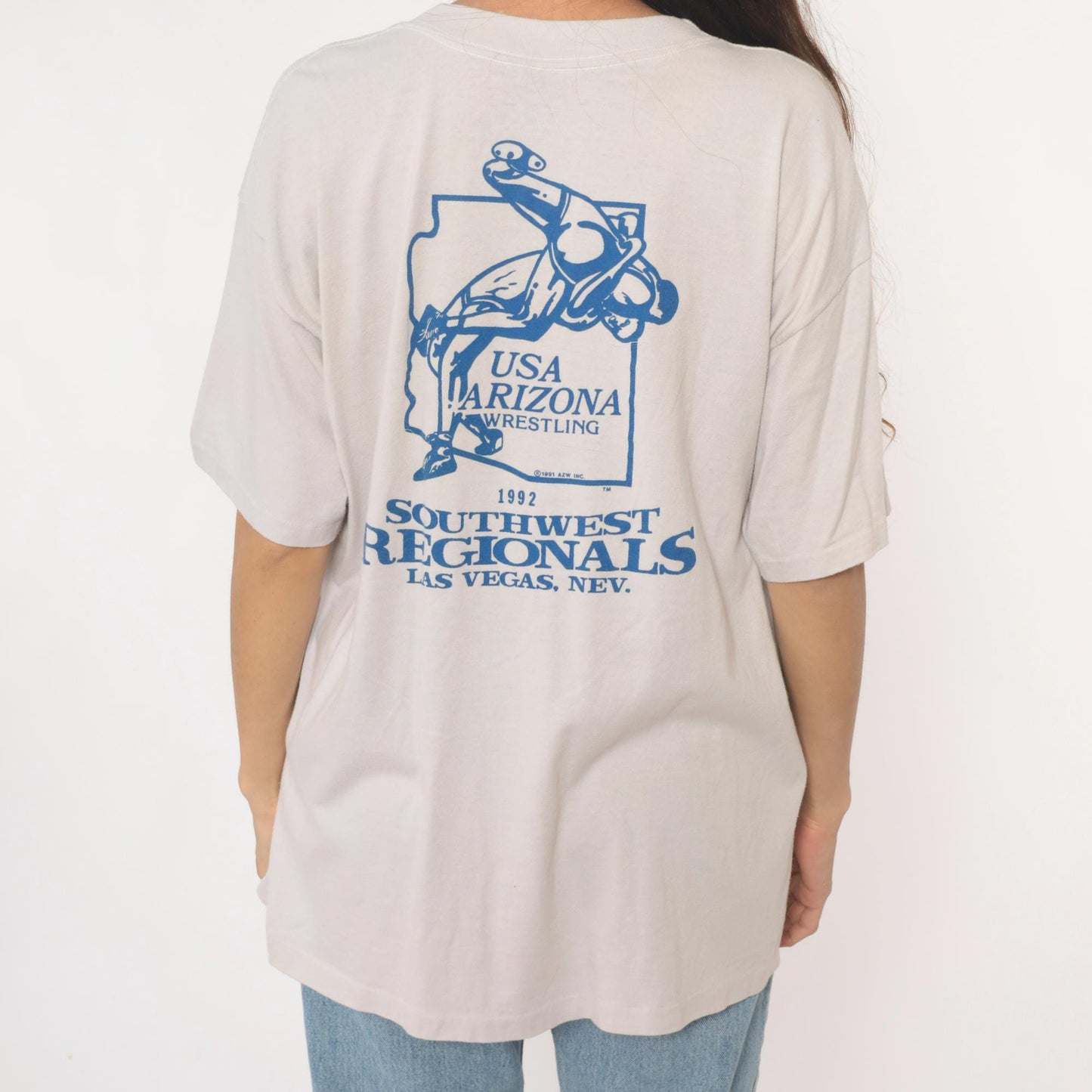 90s Arizona Wrestling Tournament Graphic Tee 1992 Southwest Regionals White XXL