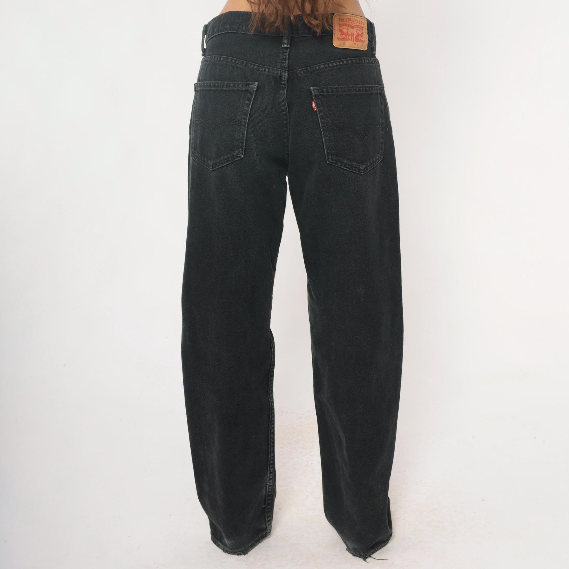 Levi's 550 Black Denim Jeans Y2K Relaxed Fit High Rise 33x34