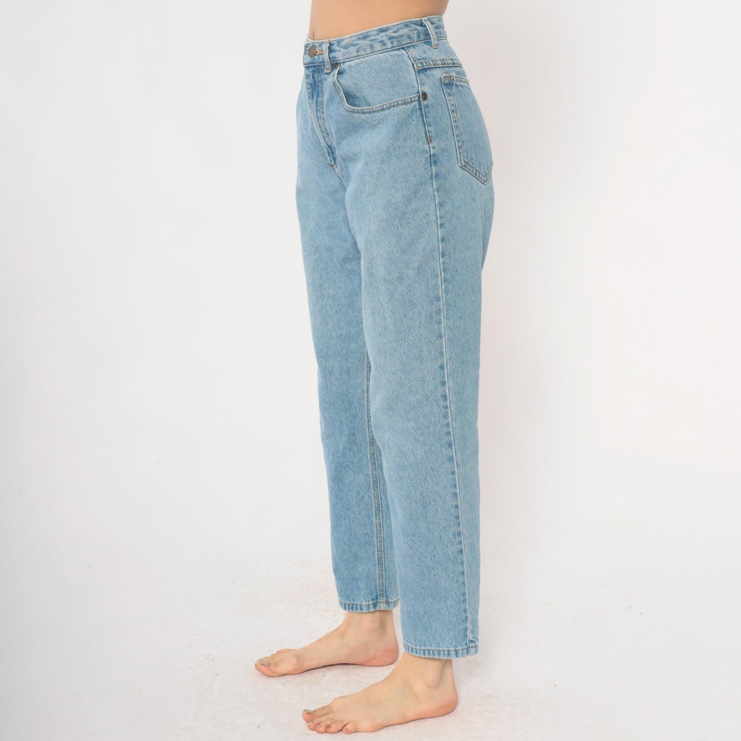 90s Liz Authentic High Waisted Jeans Light Wash Leaf Pocket Medium
