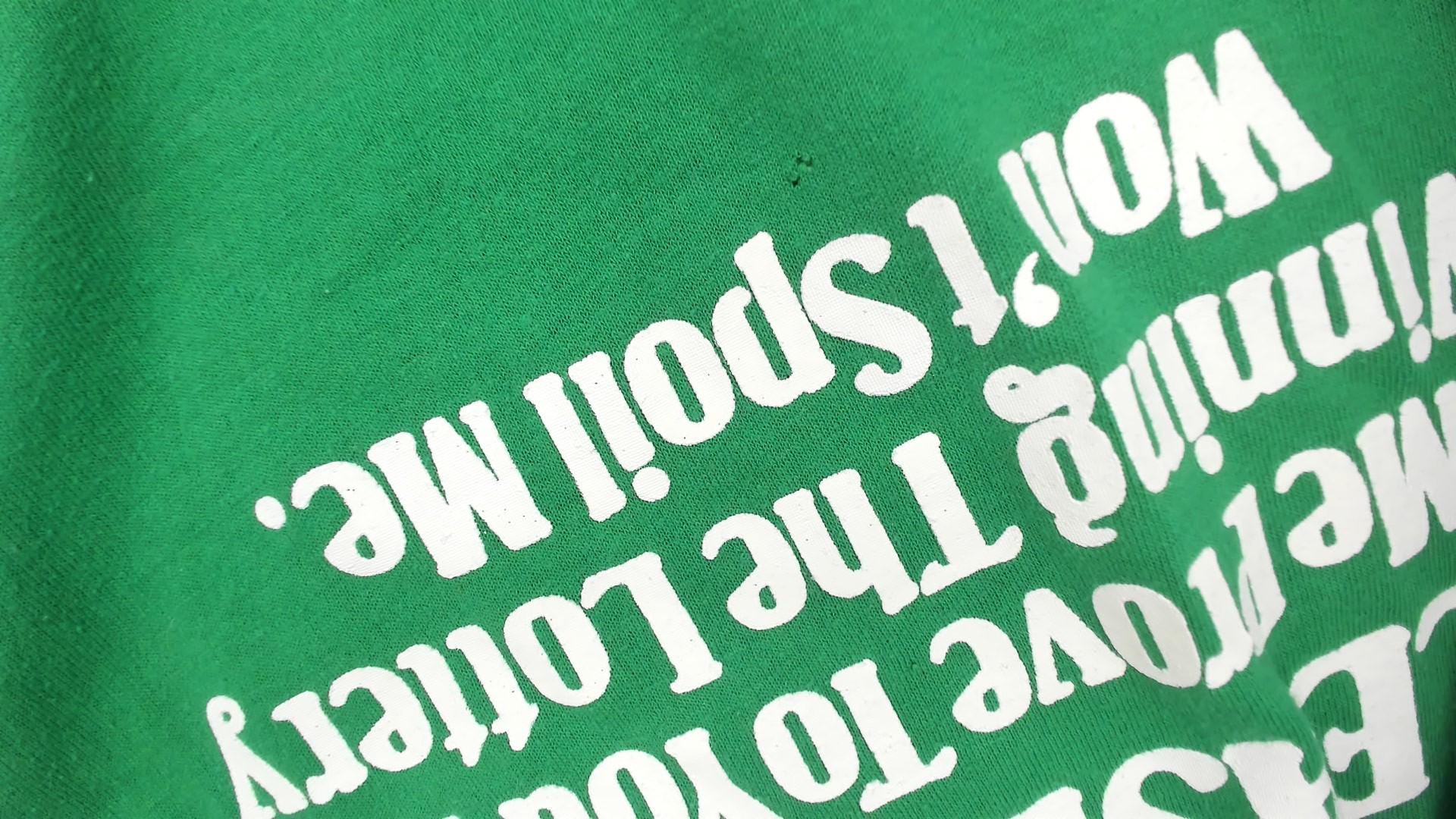 80s Kelly Green Lottery Prayer Graphic Tee Cotton Large L