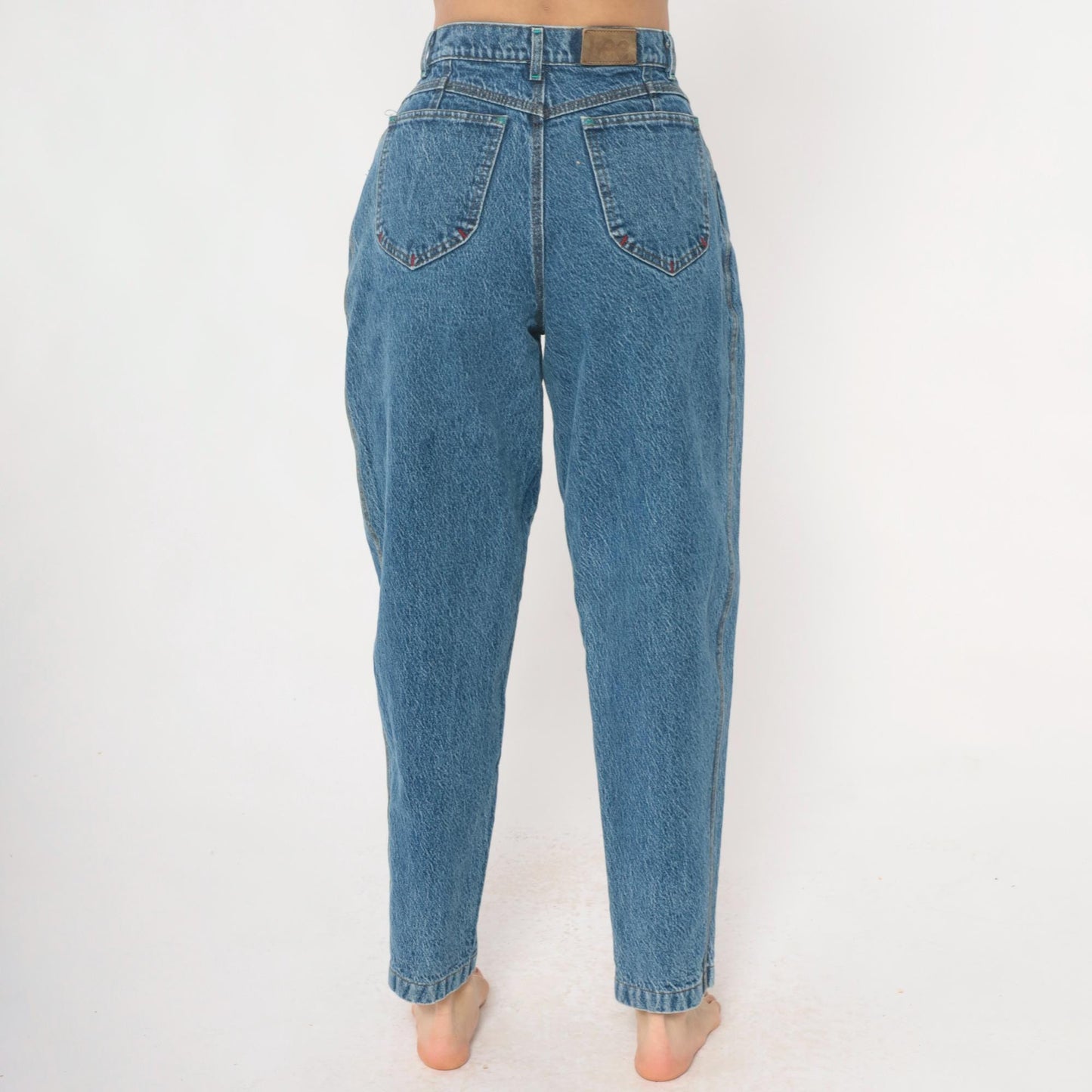 Lee Mom Jeans 90s High Waist Tapered Denim Medium Blue Wash Extra Small XS
