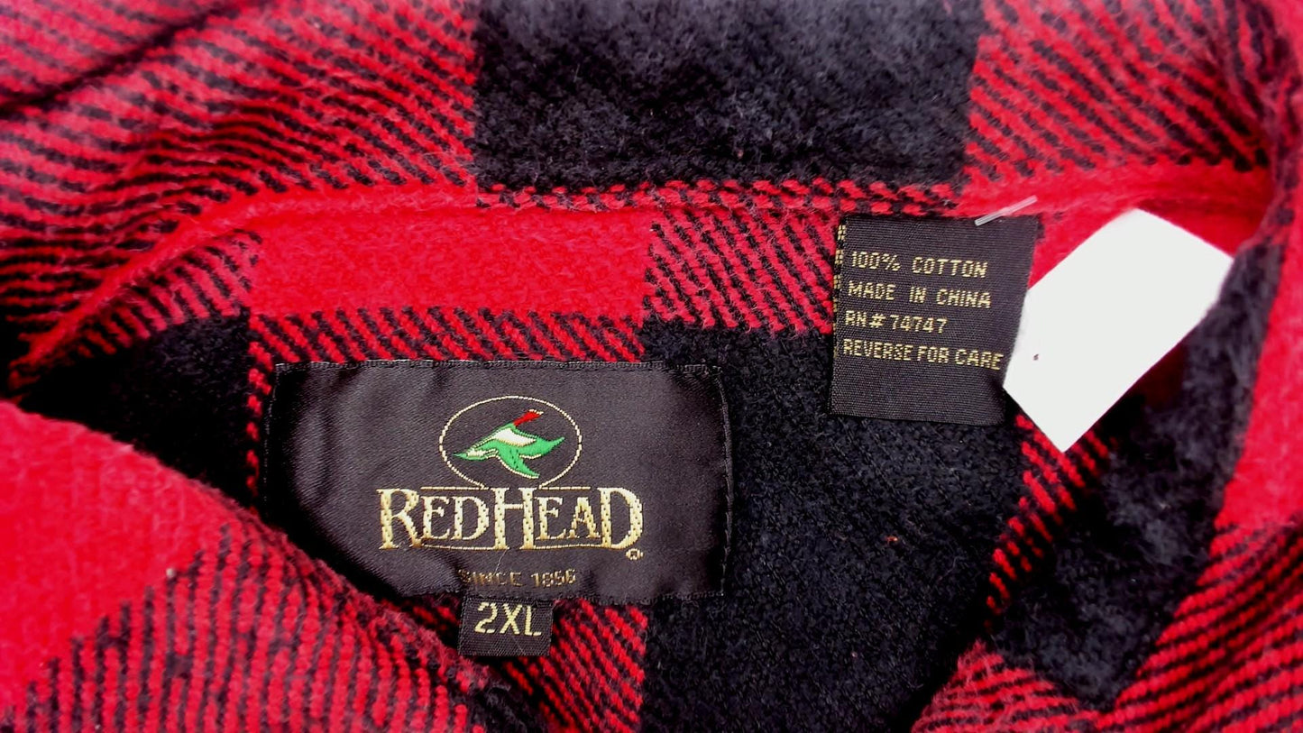 90s Redhead Buffalo Plaid Flannel Shirt Red Black Plus Size XXL