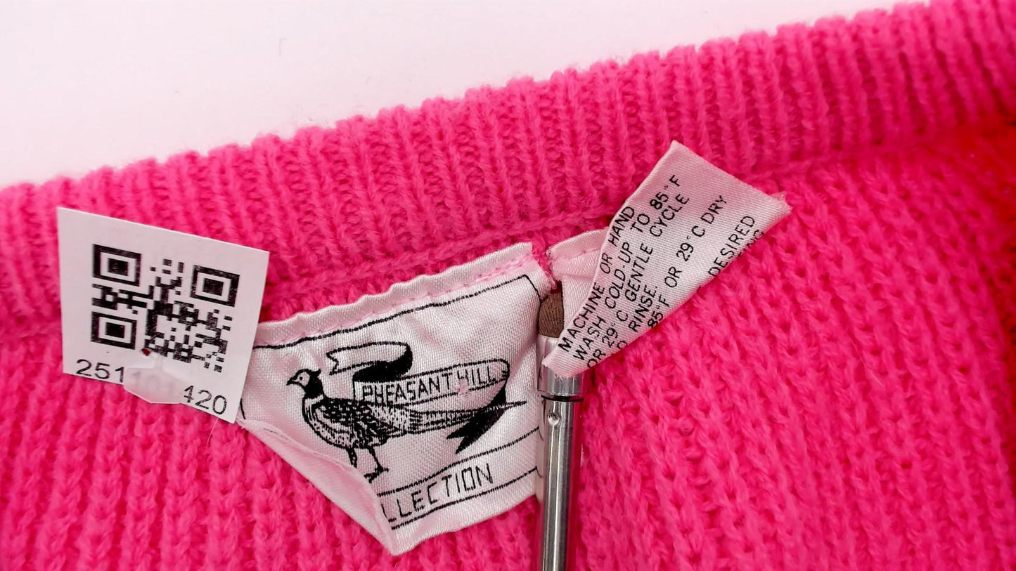 90s Pink V-Neck Sweater Ribbed Knit Pullover Jumper Large L