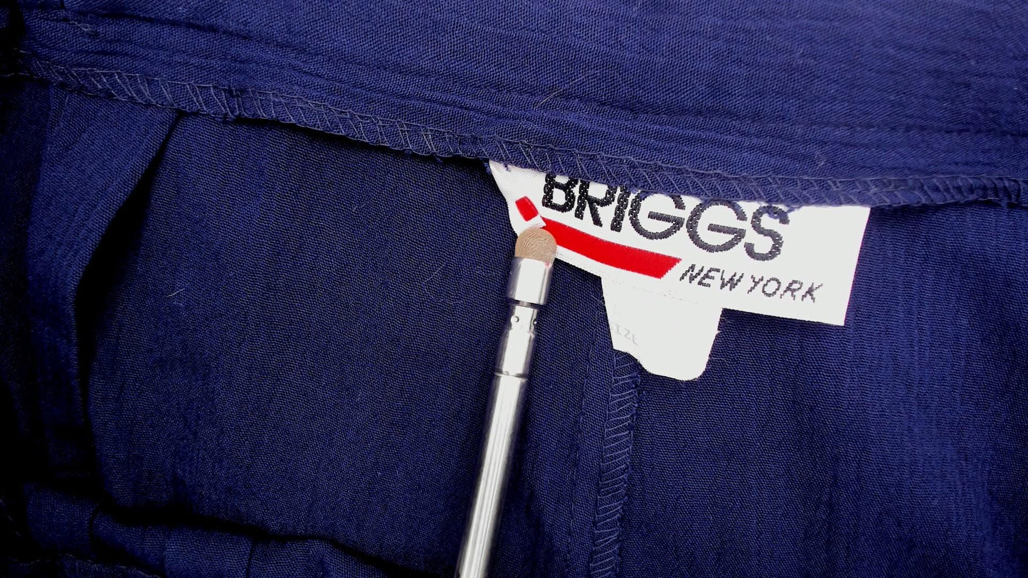 80s Briggs New York Navy Trousers High Rise Elastic Waist Straight Leg Large