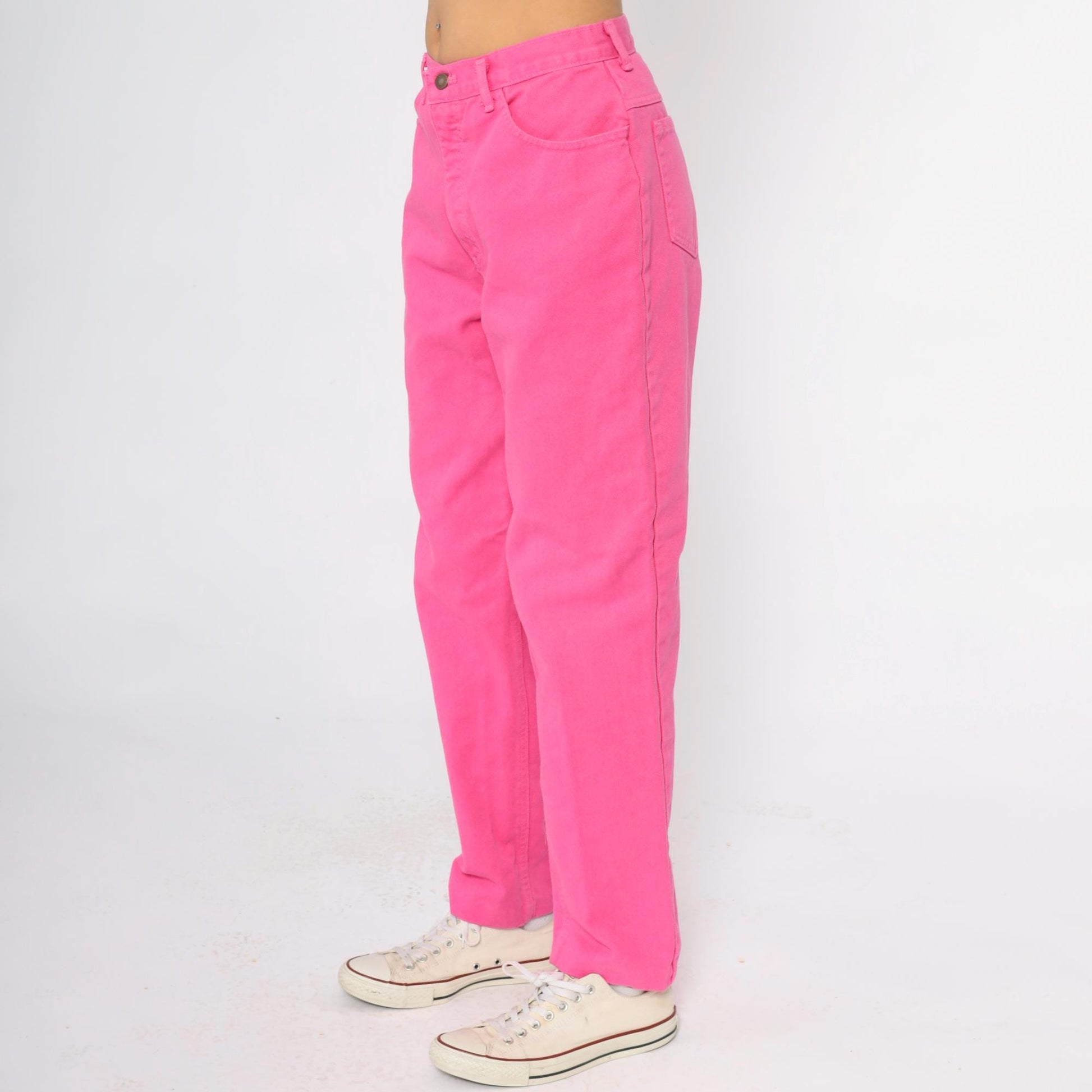 90s Moda Intl Hot Pink High Rise Straight Leg Jeans Cotton Denim Large L