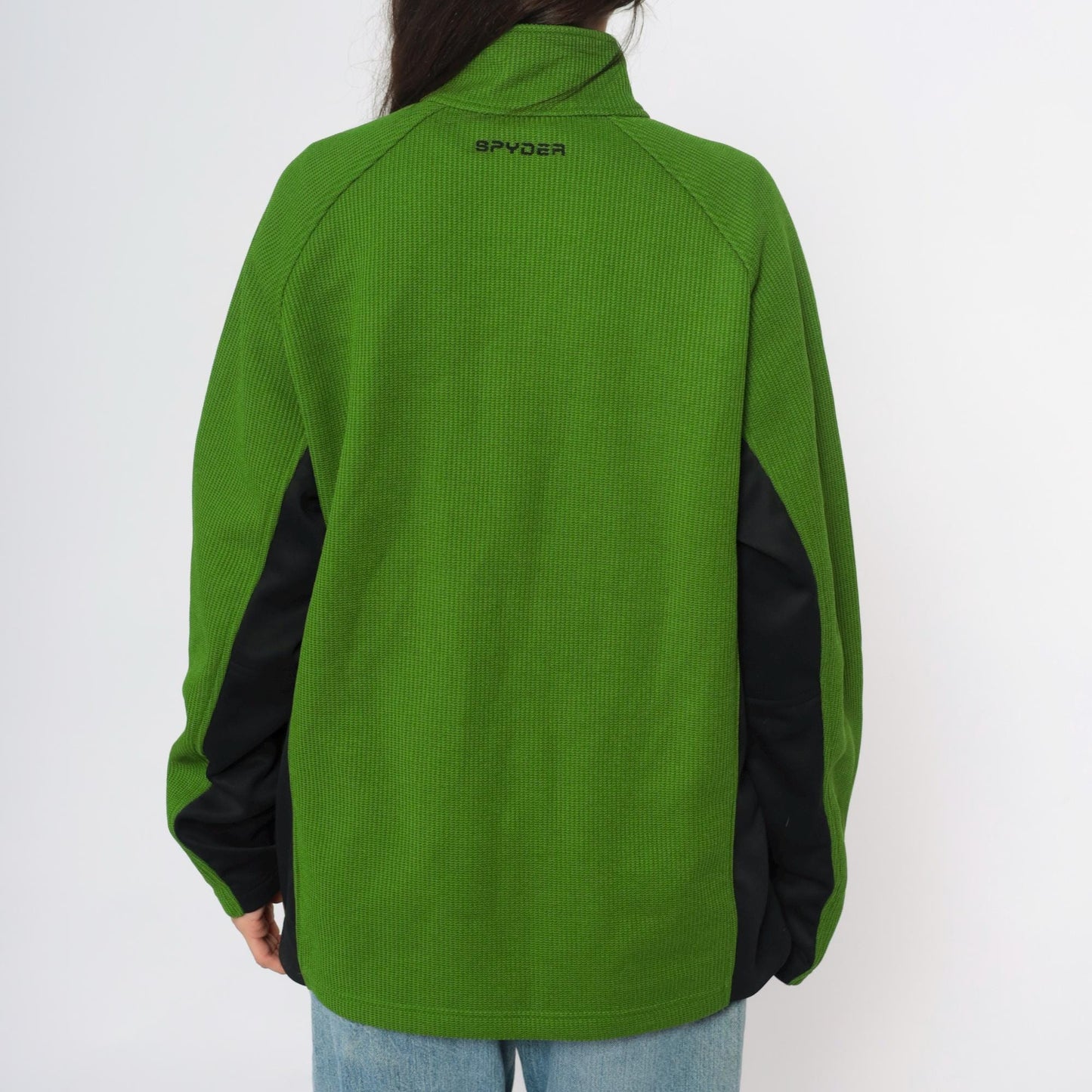 Spyder Y2K Half-Zip Fleece Pullover Lime Green Black Colorblock Large L
