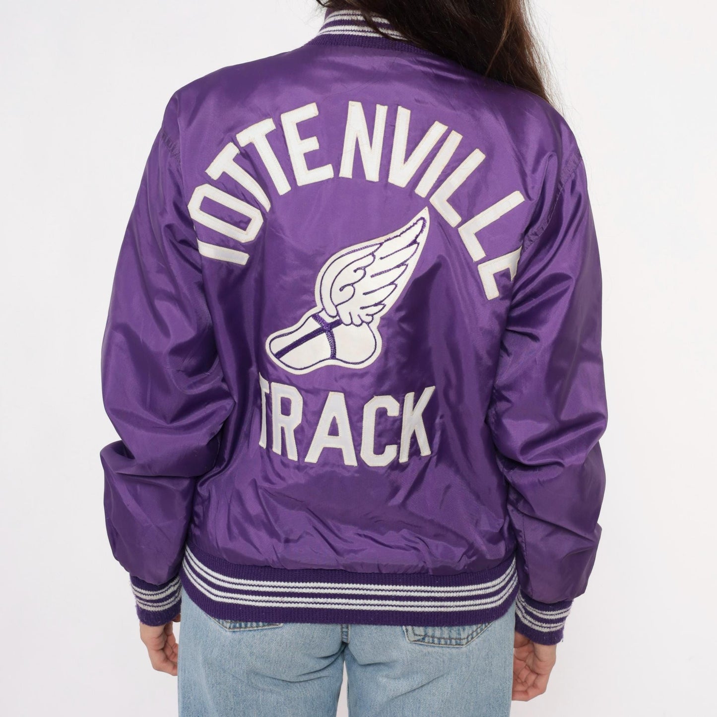 90s Westwind Purple Varsity Jacket Tottenville Track Embroidered Small