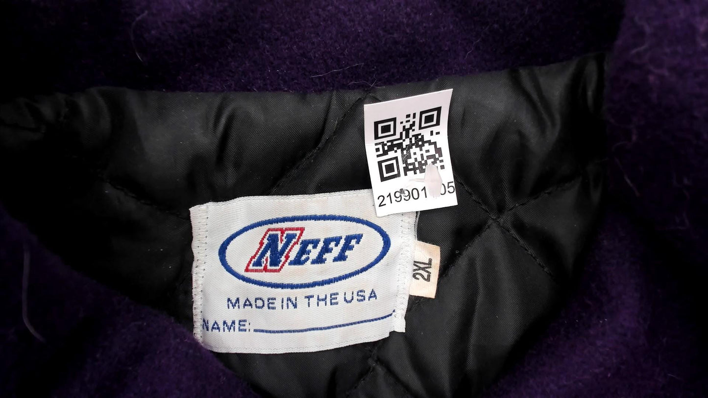 Y2K Neff Purple Varsity Jacket Wool Leather Sleeves Letterman XXL
