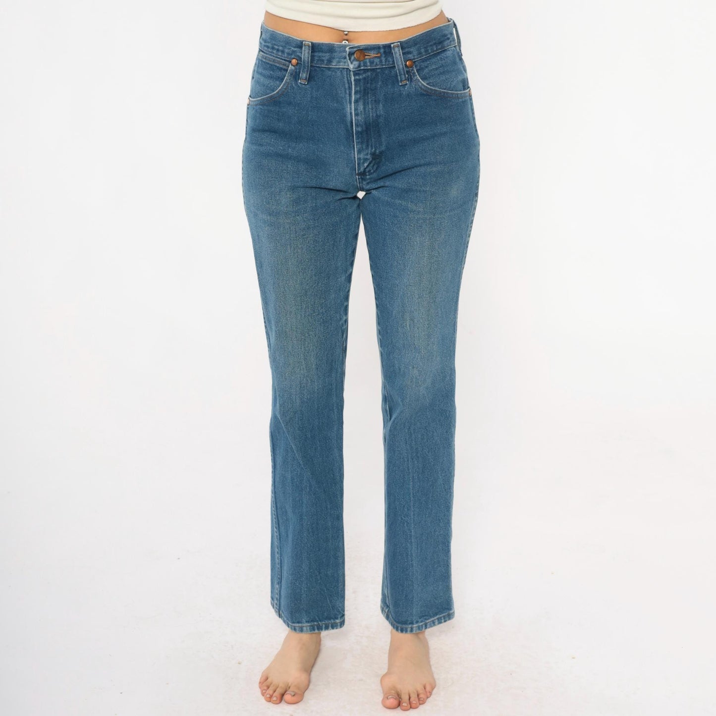 90s Wrangler High Rise Straight Leg Jeans Light Blue Denim 30x32