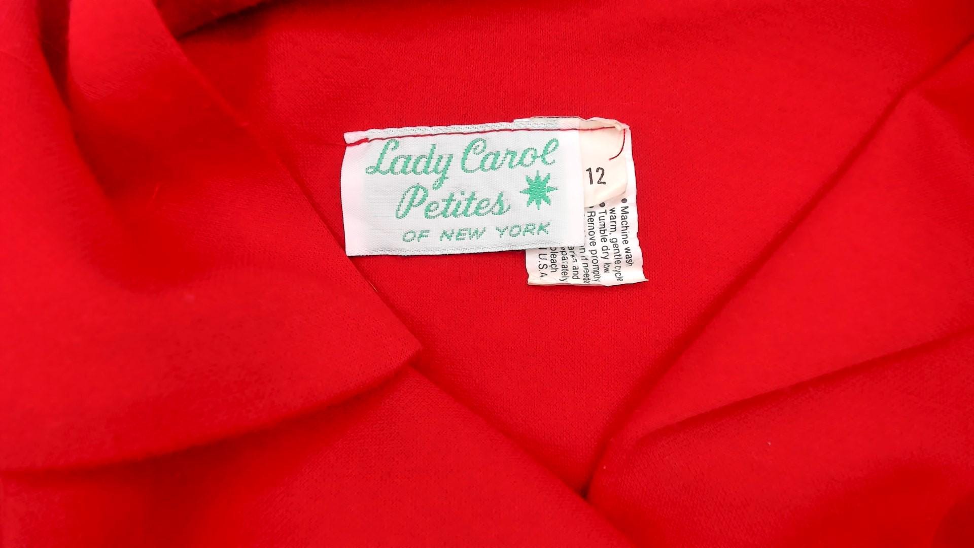 70s Lady Carol Petites Red Tweed Shirtdress Knee Length Small Medium