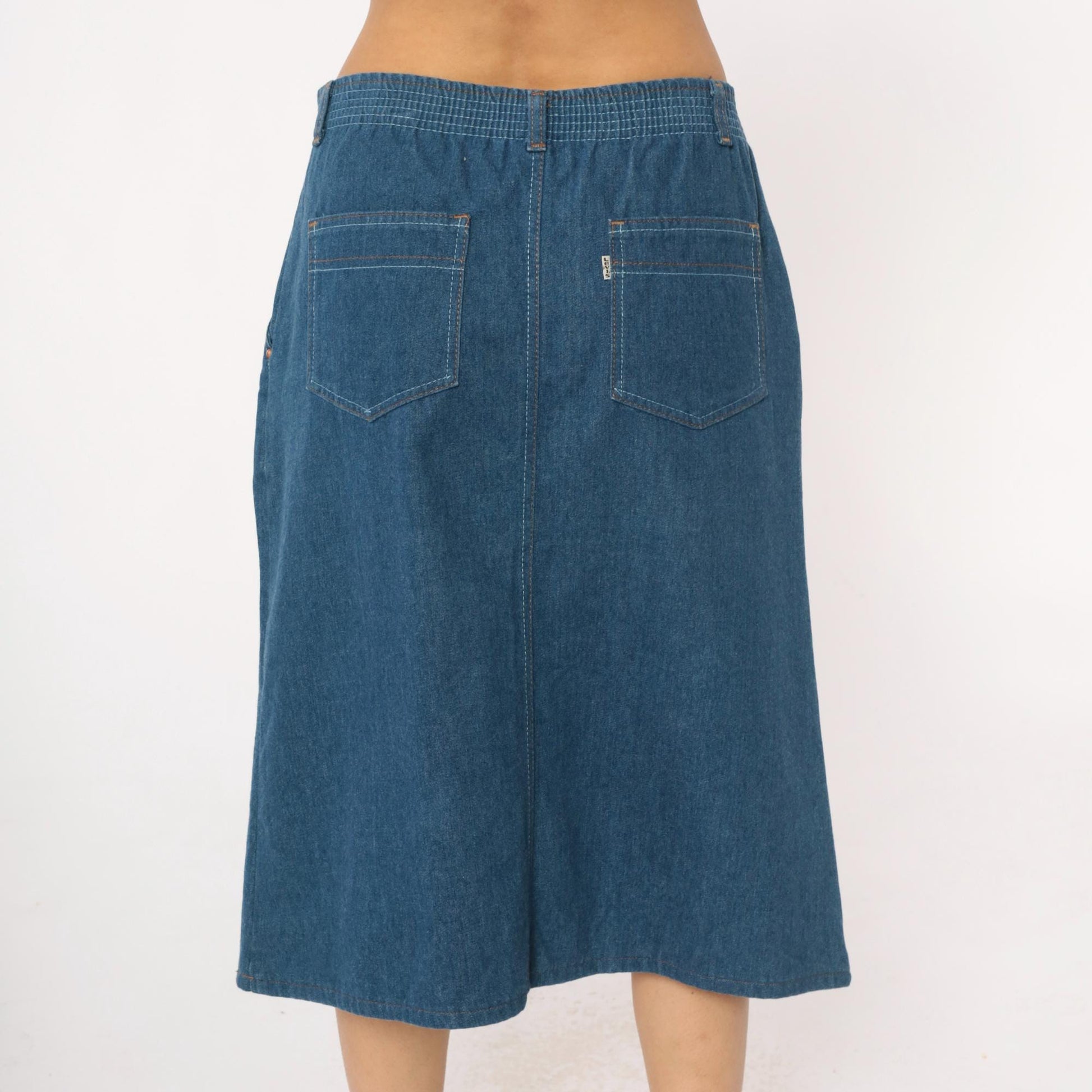 Levi's Medium Blue Denim Skirt High Waisted A-Line Medium M