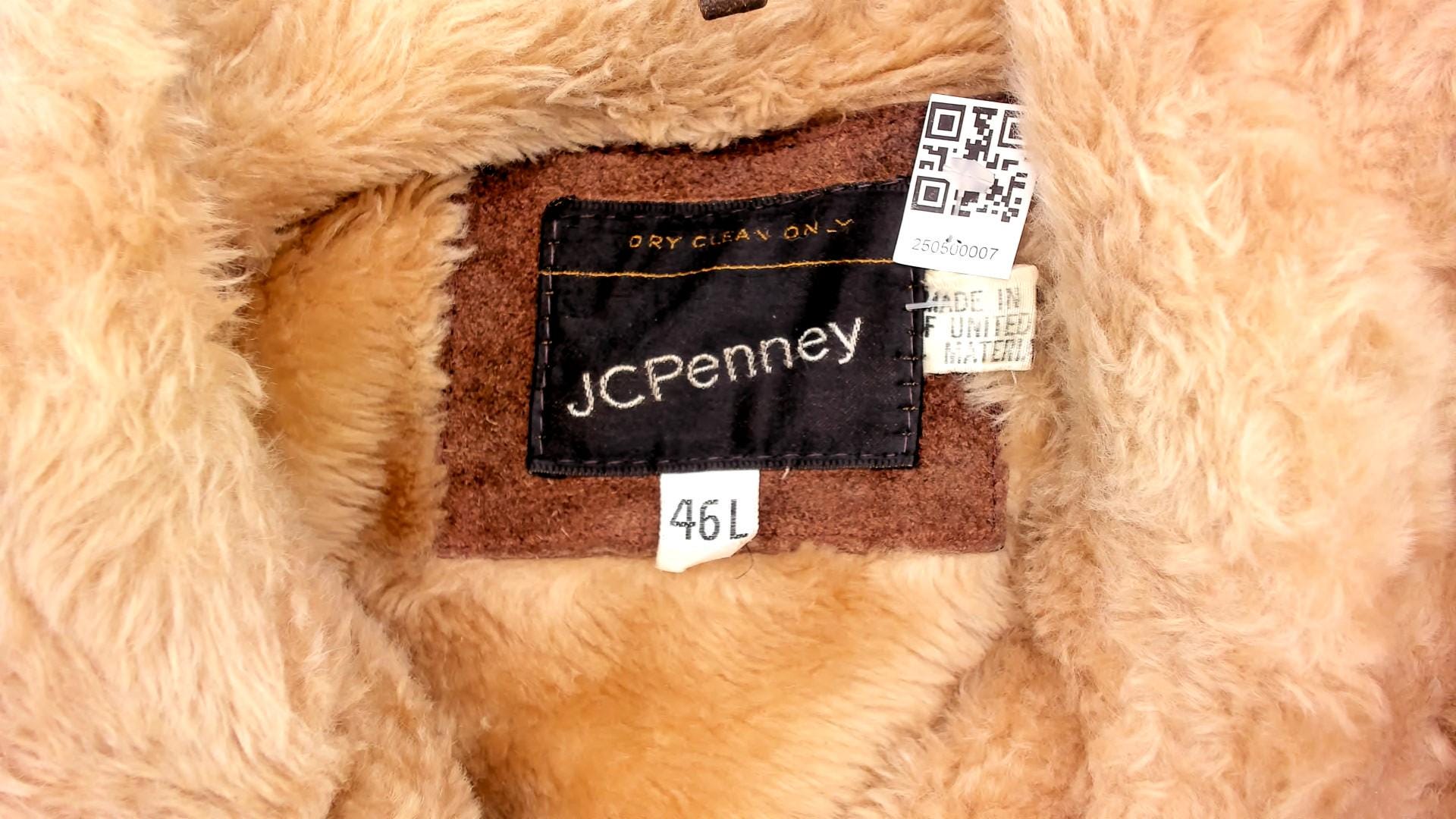 70s JC Penney Brown Suede Sherpa Jacket Western Rancher Coat Extra Large XL