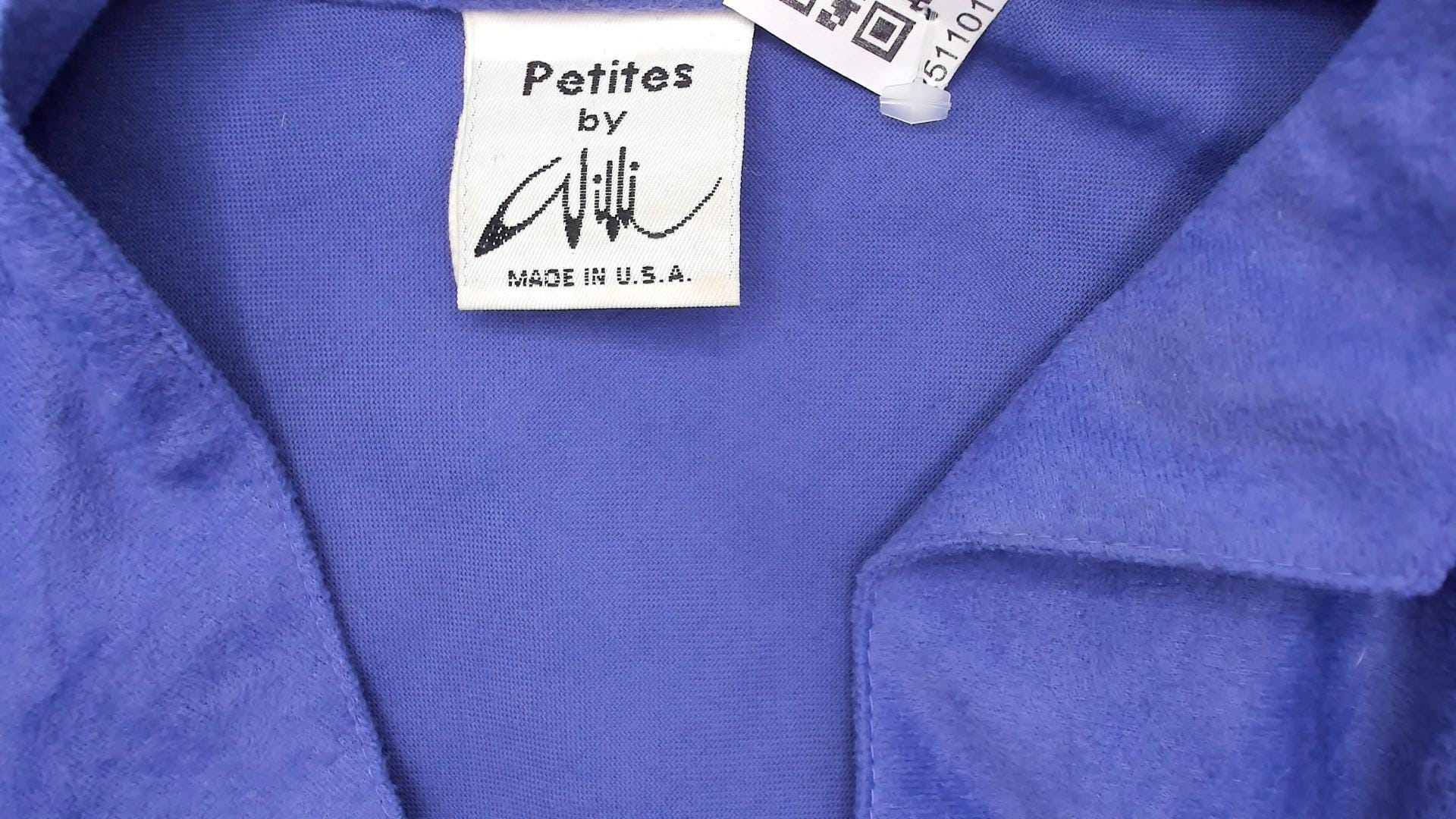 80s Petites by Willi Periwinkle Midi Dress Embroidered Collar Medium