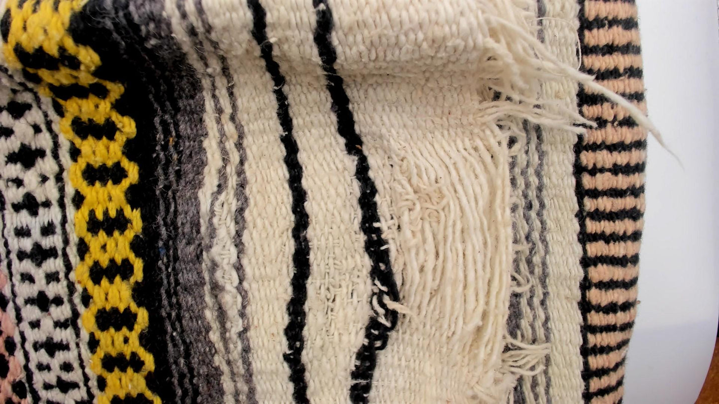 70s Mexican Serape Woven Vest Multicolor Striped Southwest Cap Sleeve Small
