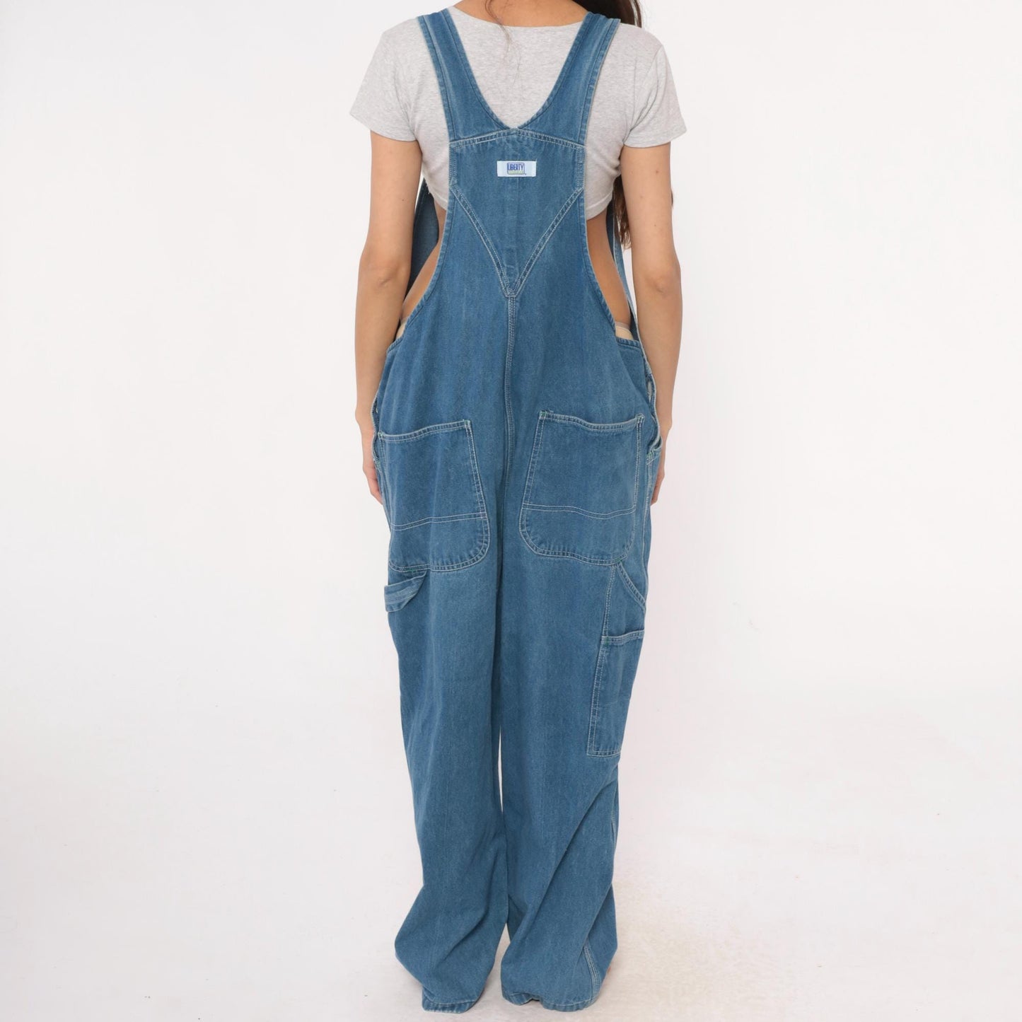 90s Liberty Overalls Medium Wash Denim Unisex Workwear Large L