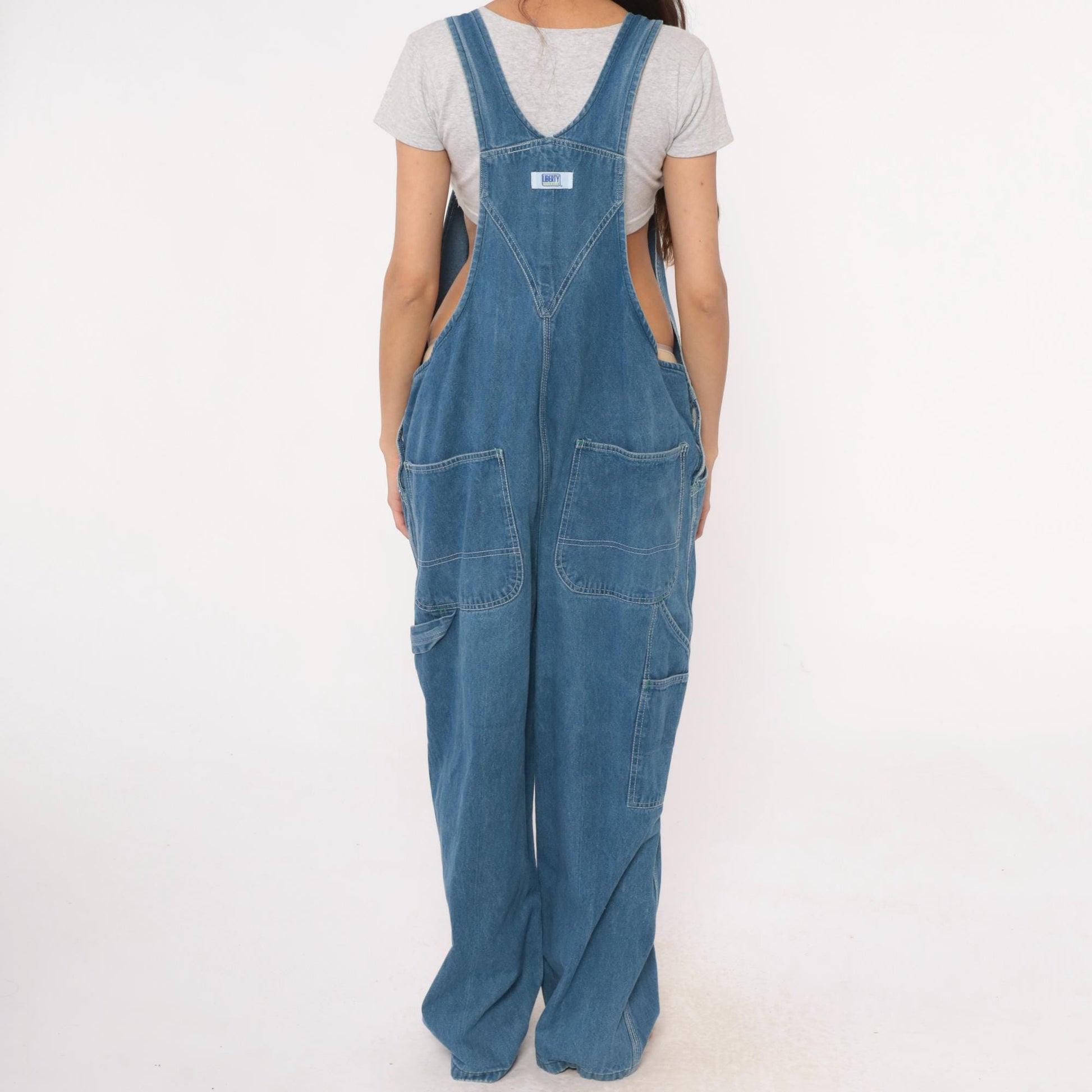 90s Liberty Overalls Medium Wash Denim Unisex Workwear Large L