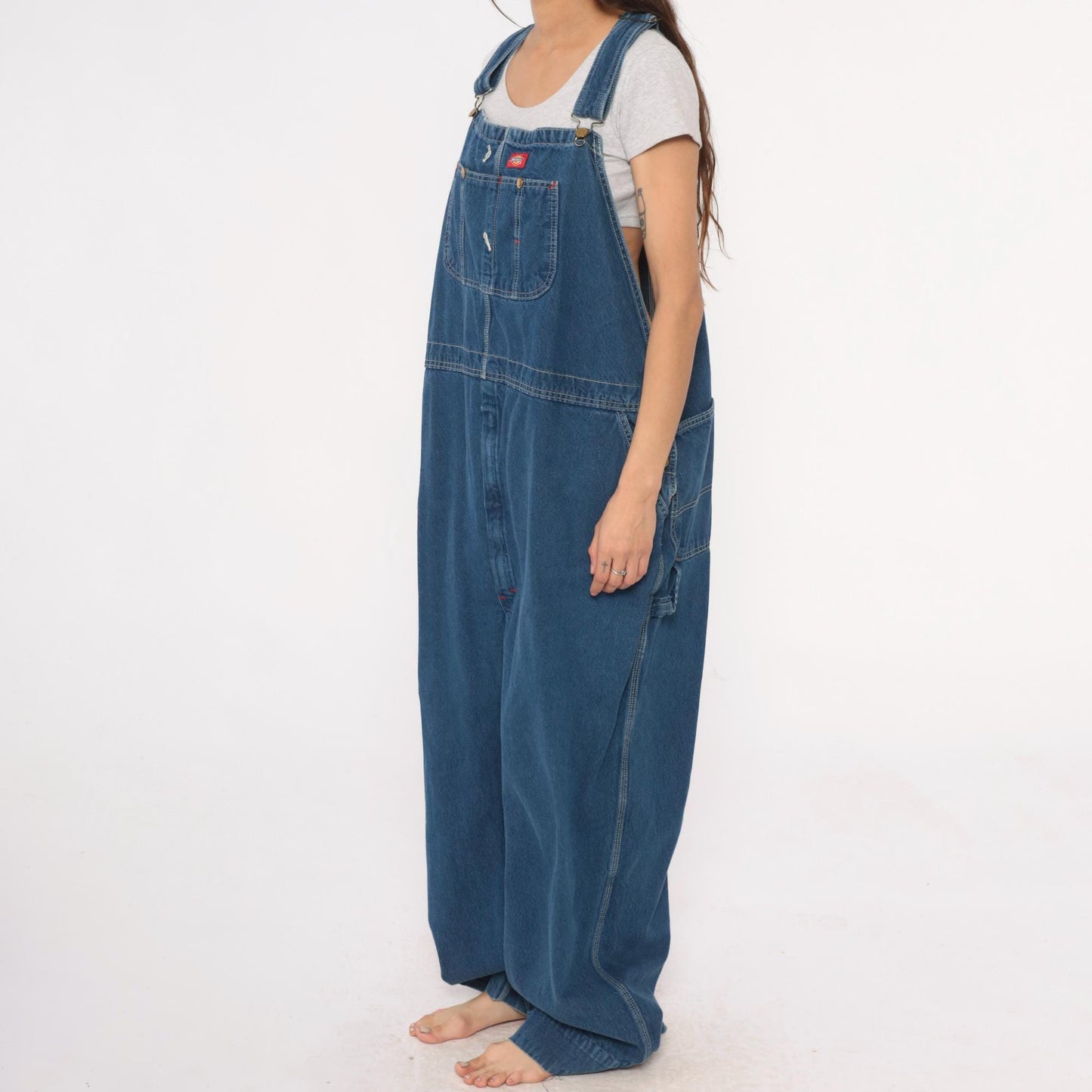 Y2K Dickies Blue Denim Overalls Carpenter Workwear Cotton Medium