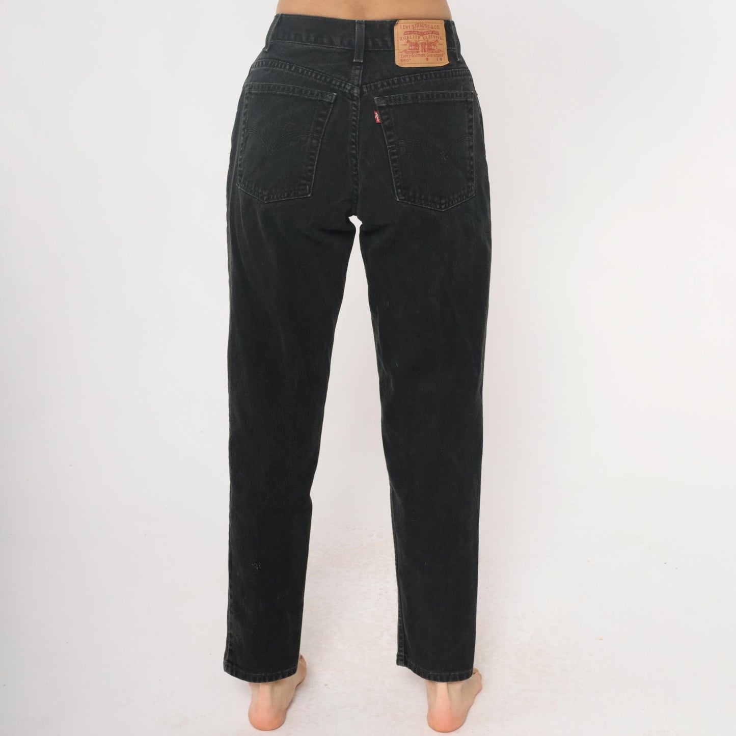 Levi's 550 Black High-Waisted Straight Leg Jeans Y2K Denim Medium