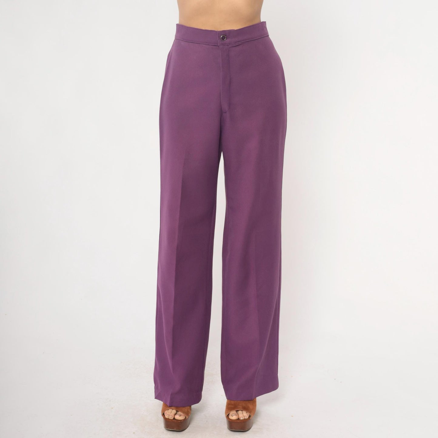 70s Levi's Purple High Waisted Wide Leg Trousers Medium M