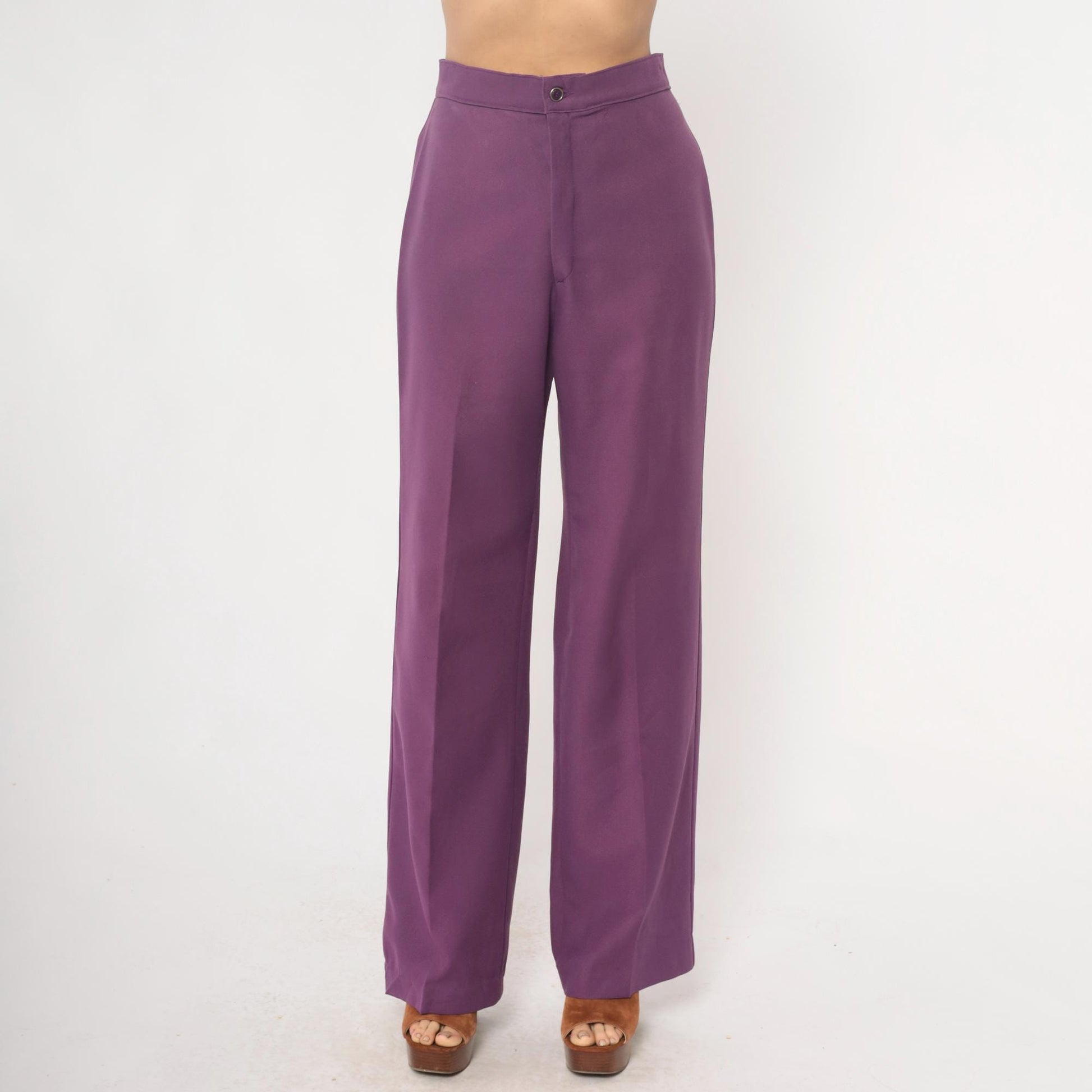 70s Levi's Purple High Waisted Wide Leg Trousers Medium M