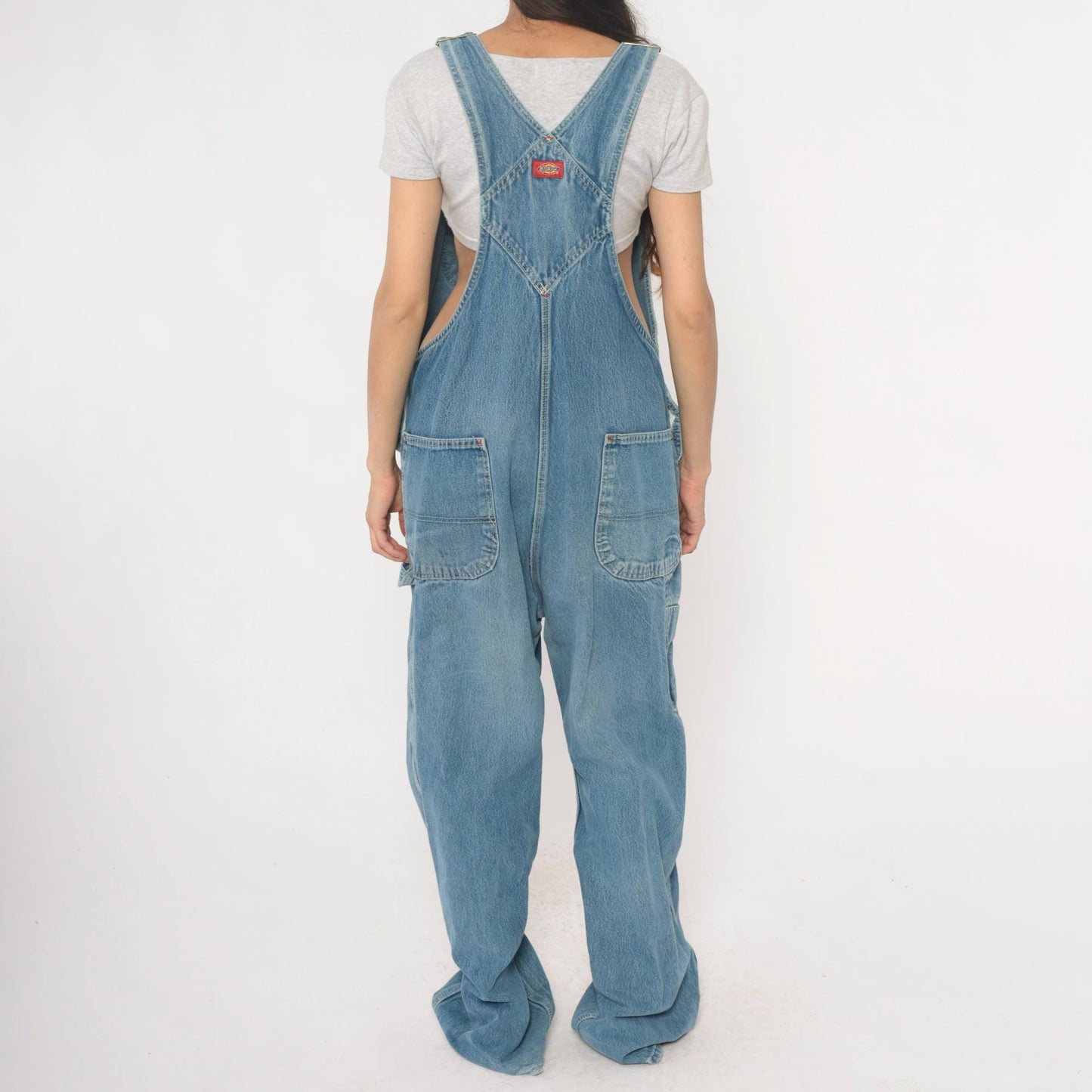 Dickies Y2K Light Blue Denim Overalls Distressed Workwear Plus Size XXL