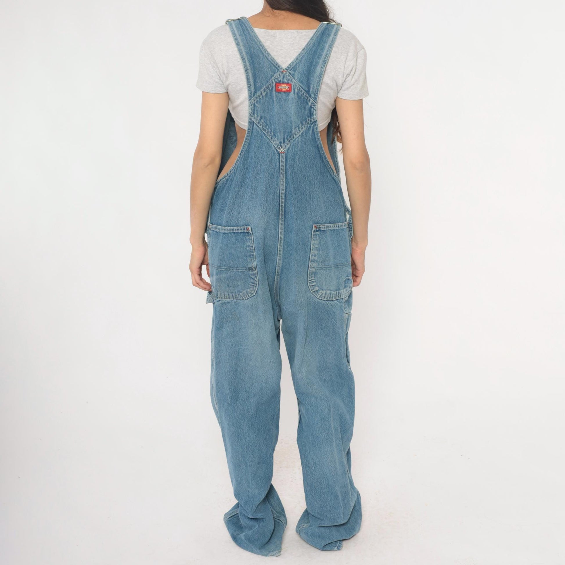 Dickies Y2K Light Blue Denim Overalls Distressed Workwear Plus Size XXL
