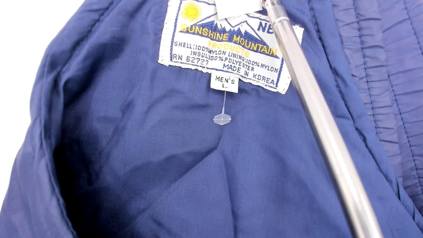 80s Sunshine Mountain Navy Ski Bib Overalls Insulated Nylon Large L
