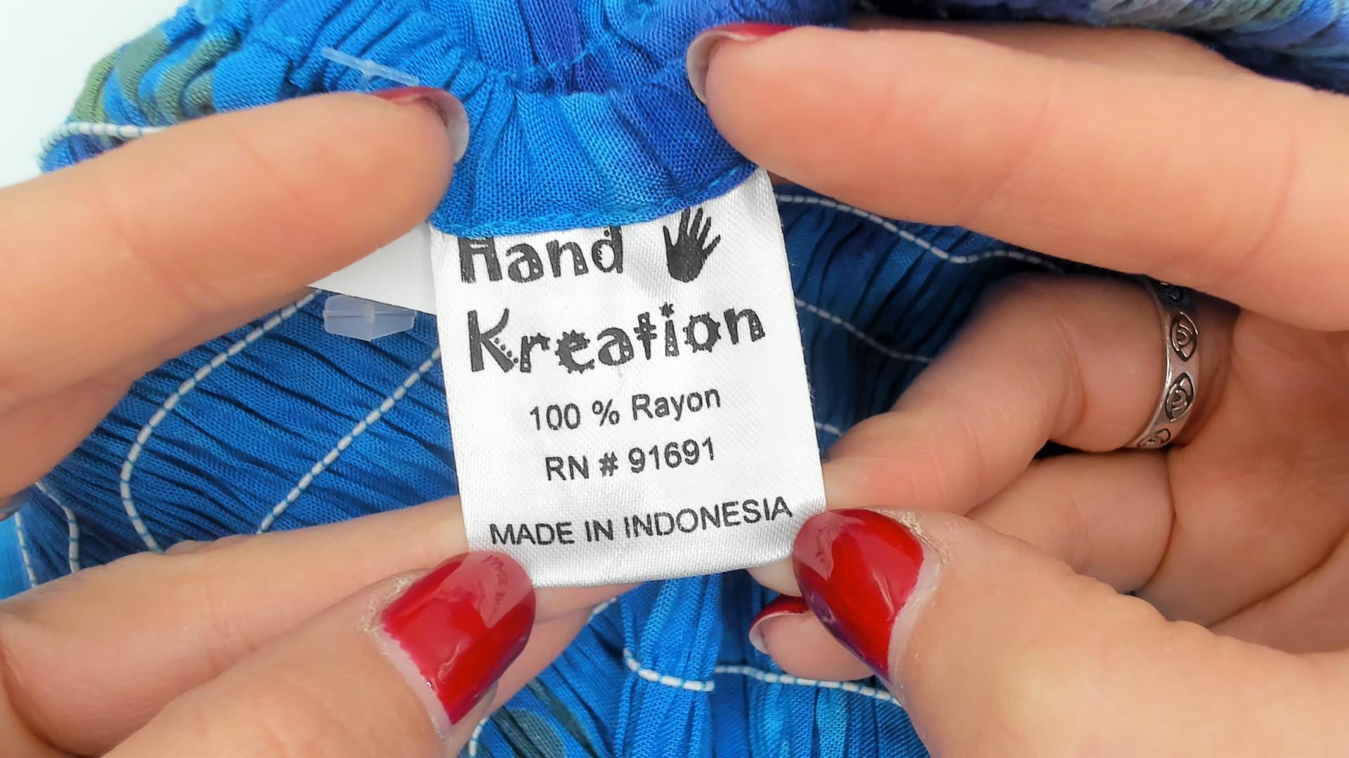 2000s Hand Kreation Tie Dye Slip Dress Blue Purple Hibiscus Floral Large L