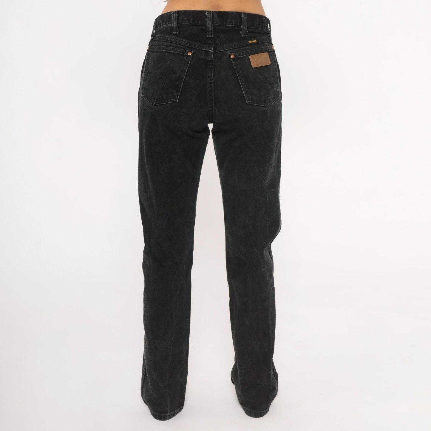 90s Wrangler Black Faded Straight Leg High Rise Jeans Cotton Small S