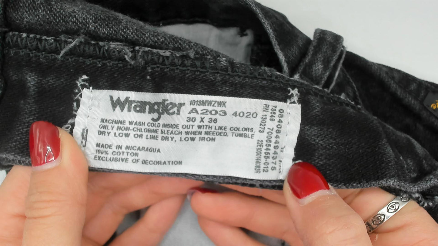 90s Wrangler High Rise Straight Leg Jeans Faded Black Denim Medium M