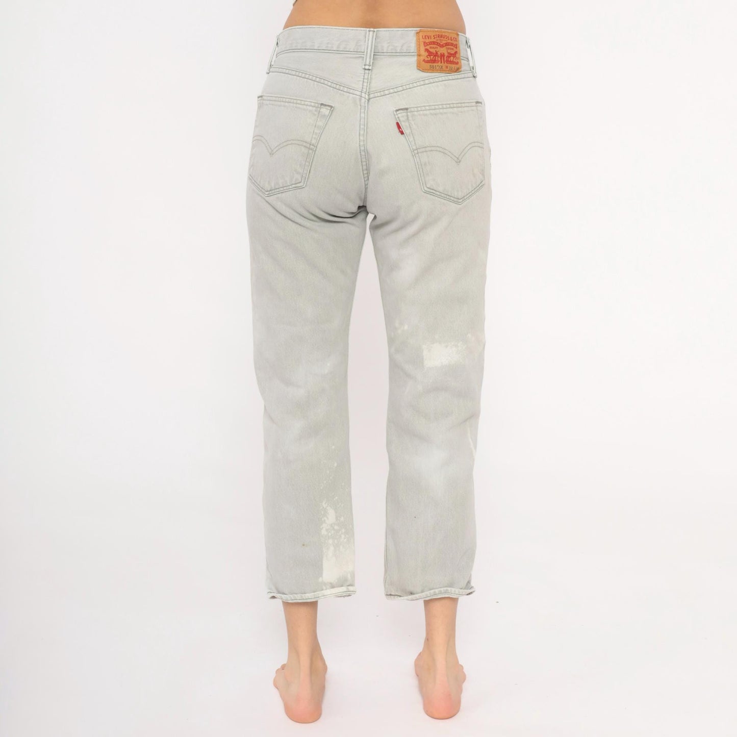 Levi's 501 2000s Light Grey Straight Leg High Rise Jeans W30