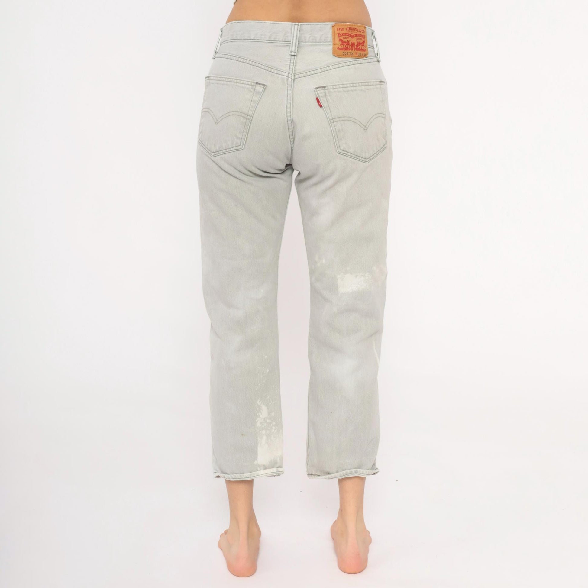 Levi's 501 2000s Light Grey Straight Leg High Rise Jeans W30