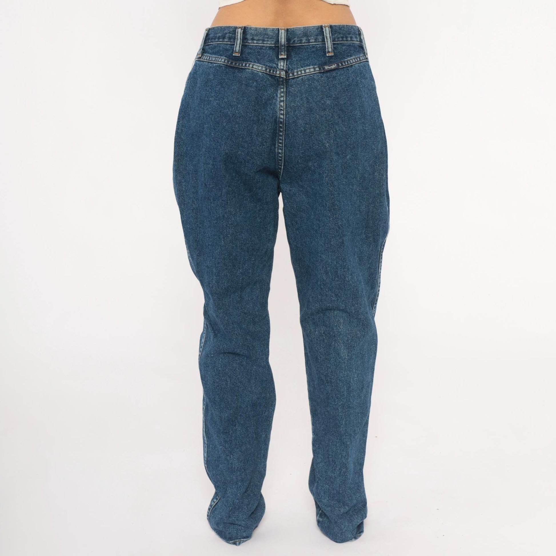 Wrangler High Rise Straight Leg Jeans Dark Wash Denim 32x33