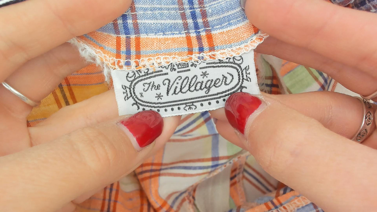 70s The Villager Chevron Plaid Skirt Multicolor Midi Small S