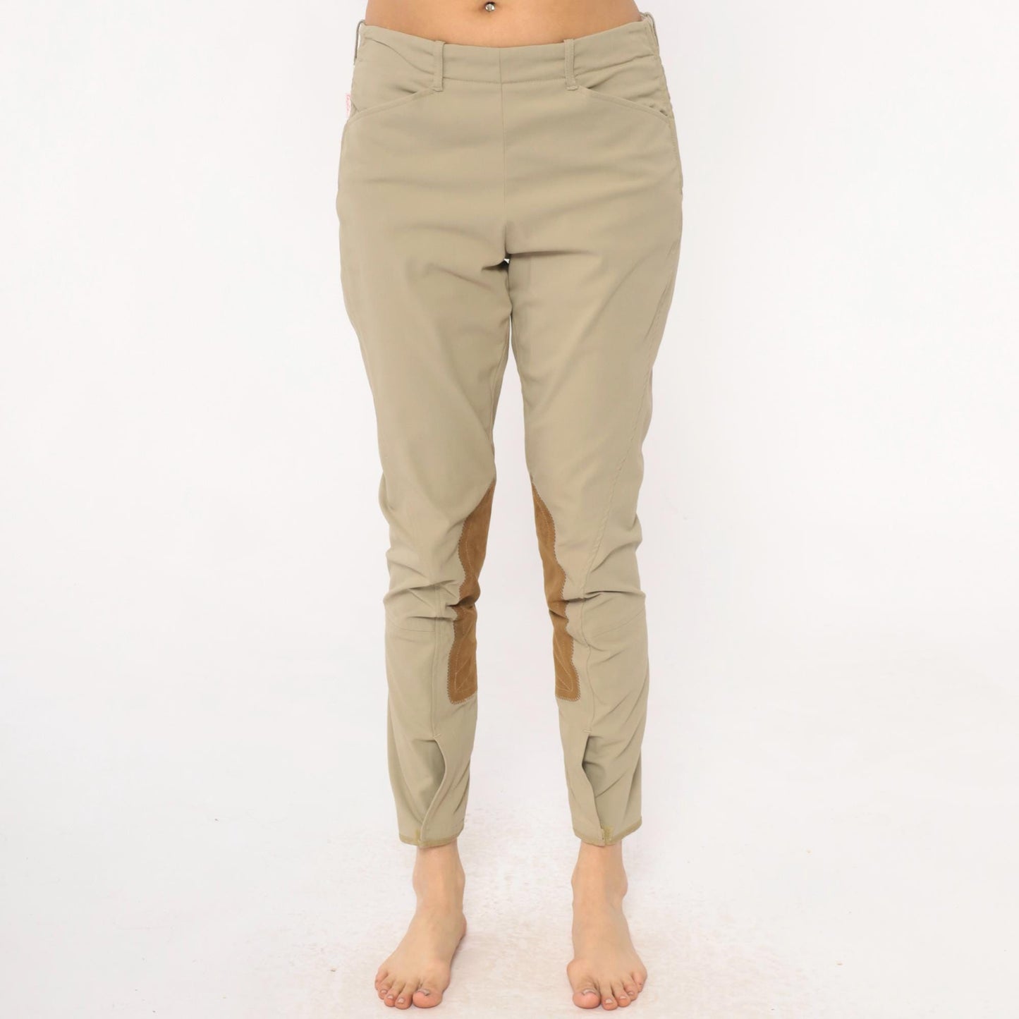 80s Tailored Sportsman Equestrian Riding Breeches Beige Tan Suede Knee Patch Medium
