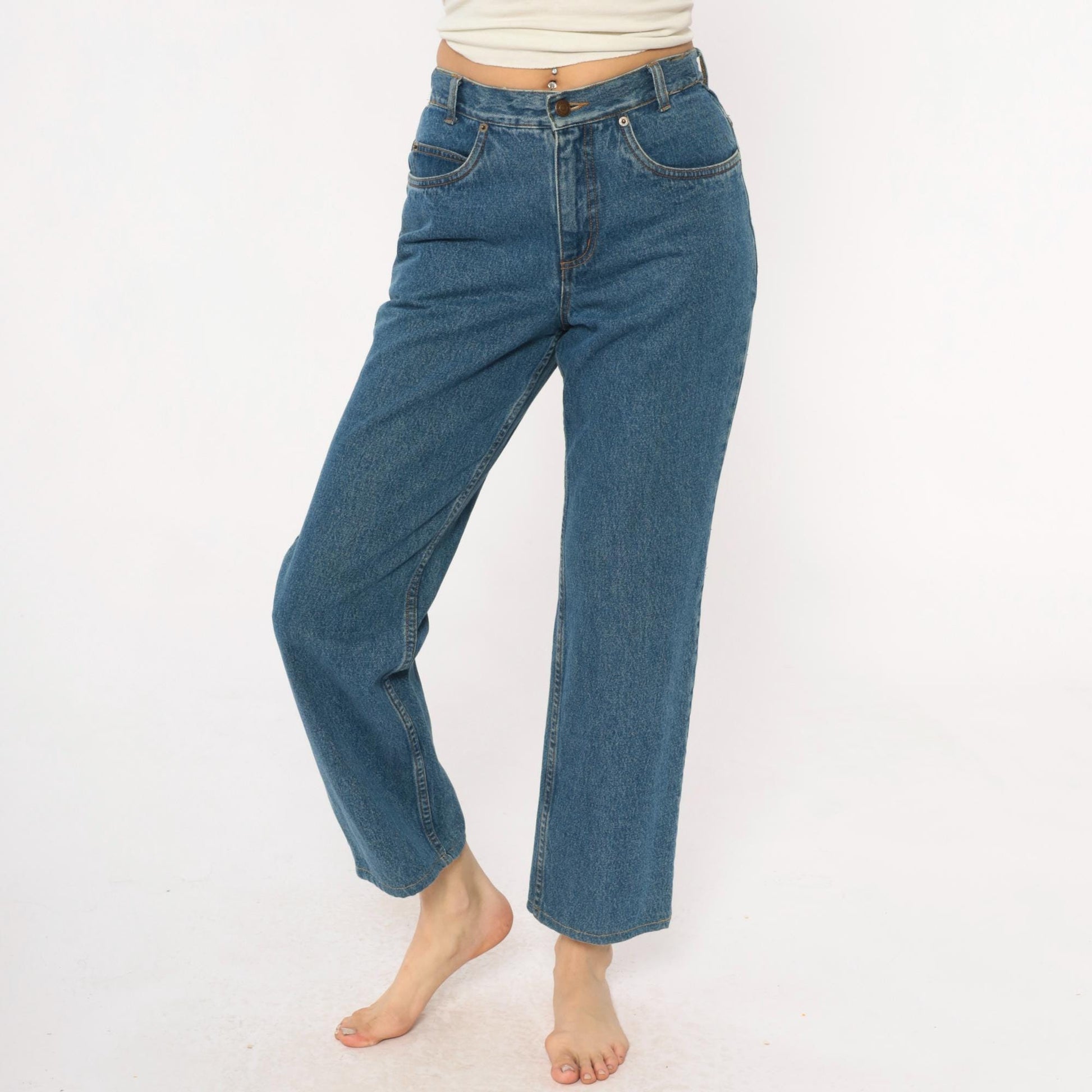 Y2K Pendleton Wide Leg Cropped Jeans High Waist Medium Blue Denim Small