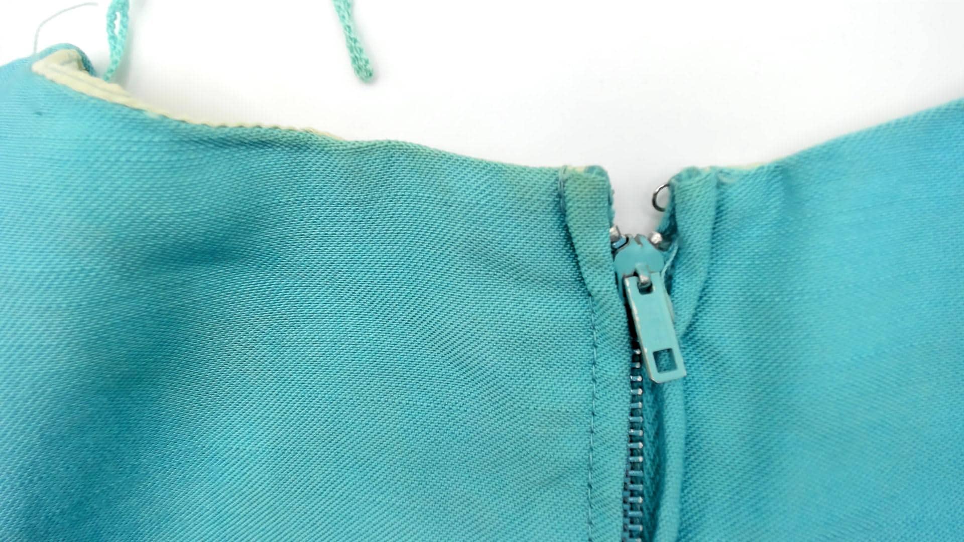 60s Turquoise Shift Dress Sleeveless Mini Mod A-Line Extra Small XS