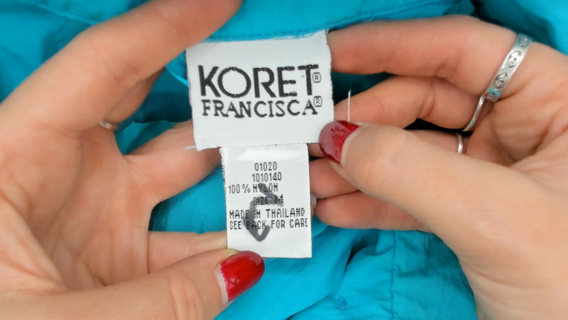 90s Koret Francisca Teal Windbreaker Jacket Raglan Snap Placket Large L