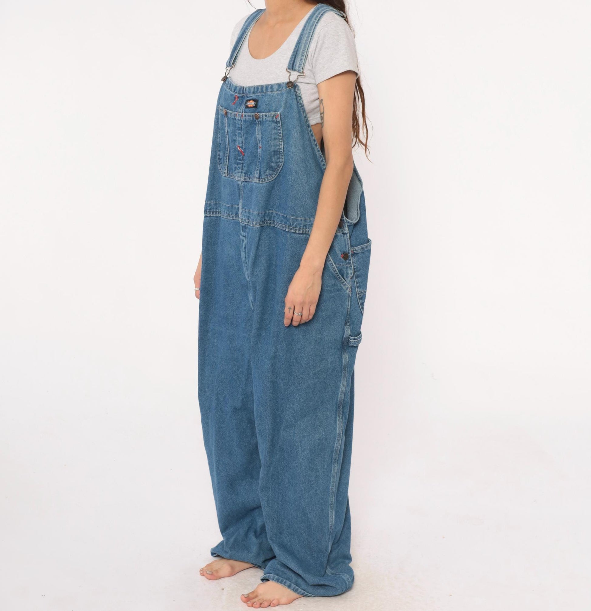 90s Dickies Denim Overalls Blue Baggy Workwear Carpenter Bib XL