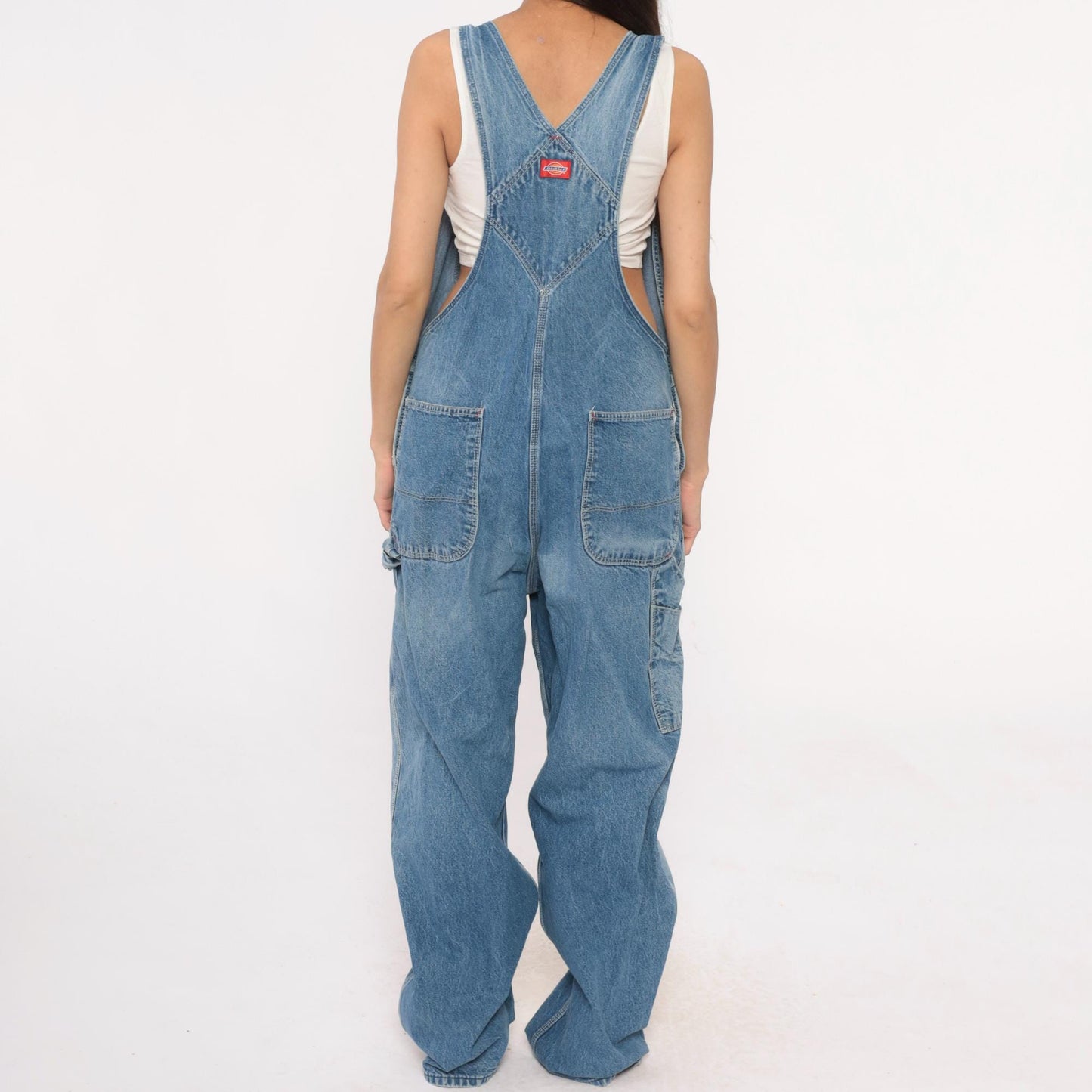 Dickies Denim Overalls 90s Baggy Blue Workwear Bib Pants 38 x 32