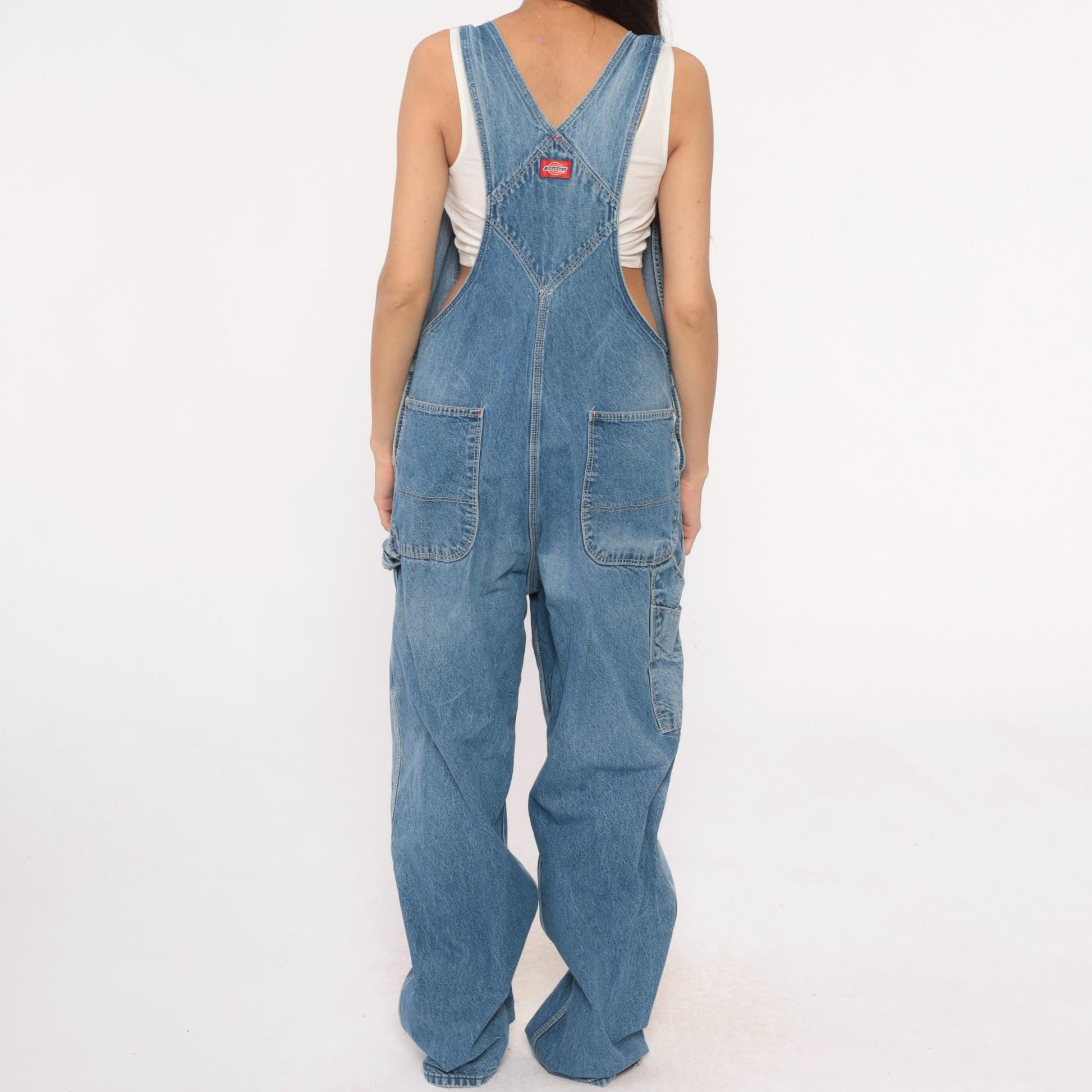Dickies Denim Overalls 90s Baggy Blue Workwear Bib Pants 38 x 32